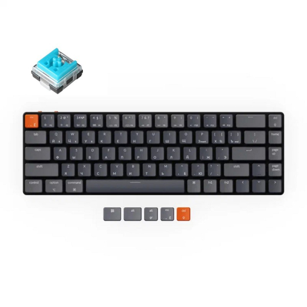 Купить Механическая клавиатура Беспроводная механическая ультратонкая клавиатура Keychron K7, 68 клавиши, RGB подсветка, Blue Switch